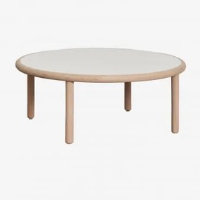 Mesa De Centro Redonda Para Jardim Em Madeira De Acácia Olivia Ø80 Cm & Gardénia Branco & Marrom Acácia Claro - Sklum