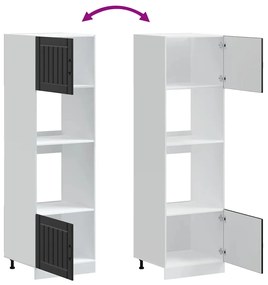 Armários forno 2 pcs Kalmar derivados de madeira preto
