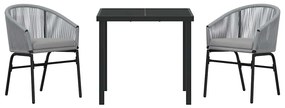 Conjunto de jantar de jardim 3 peças - Polirattan cinza.