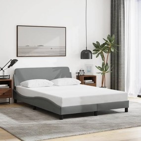 Estrutura de cama sem colchão 140x190 cm tecido cinzento-claro