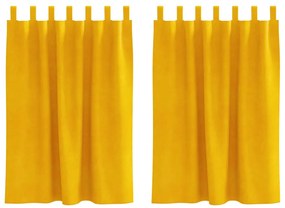 Cortinas Blackout vidaXL com Laços de Suspensão 2 pcs Amarelo Mostarda