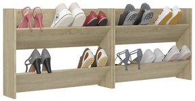 Sapateiras de parede 2 pcs 80x18x60cm contrapl. carvalho sonoma