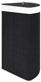 Cesto de canto para roupa suja 60 L bambu preto