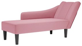 vidaXL Chaise-longue com apoio de braço direito veludo rosa