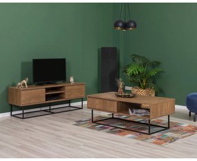 Conjunto de Mobiliário de Sala de Estar Laxus – Nogueira Preta – TV: 1