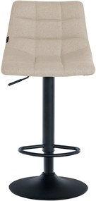 Banco de bar Jerry em tecido com estrutura preta 87-108,5 x 43 x 46,5 cm Creme