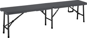 Conjunto de 2 bancos de jardim, campismo dobraveis em plástico 180cm antracite