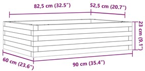 Vaso/floreira de jardim 90x60x23 cm pinho maciço castanho-mel