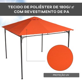 Cobertura de Substituição de 3x3m para Pérgola de Jardim com 8 Orifícios de Drenagem e Ventilação Laranja