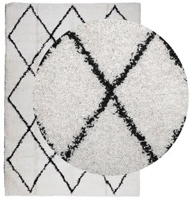 Tapete shaggy de pelo alto PAMPLONA 120x170 cm creme e preto