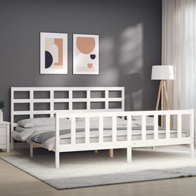 Cama sem colchão 200x200 cm madeira de pinho maciça branco