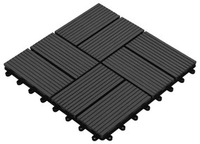 Ladrilhos de pavimento 11 pcs WPC 1m² 30x30 cm preto