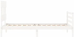 Estrutura cama de solteiro c/ cabeceira madeira maciça branco