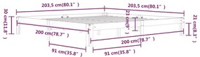 Estrutura de cama 200x200 cm pinho maciço castanho mel