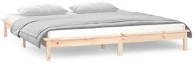 Estrutura de cama de casal c/ LED 135x190 cm madeira maciça