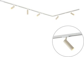 Sistema de calhas de iluminação moderno com 5 focos branco com bege 1-fase GU10 35mm - Iconic Jeana Luxe
