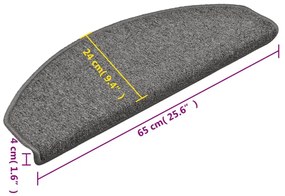 Tapete/carpete para degraus 15 pcs 65x24x4cm cinza-escuro