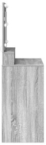 mesa de maquilhagem vidaXL com luzes LED cinza sonoma 79x41x135 cm