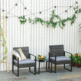 Outsunny Conjunto de Móveis de Jardim de vime 3 Peças com 1 Mesa 42,5x