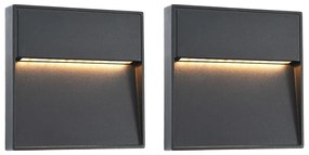 vidaXL Candeeiros LED de parede exterior 2 pcs 3 W quadrado preto