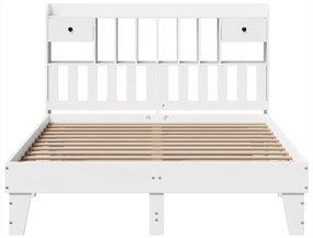 Cama sem colchão 150x200 cm madeira de pinho maciça branco