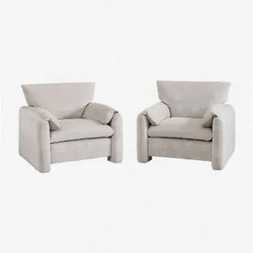 Pack De 2 Cadeiras Estofadas Serra Chenille Cinzento Claro - Sklum