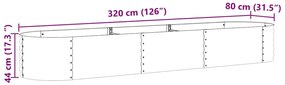 Cama de Jardim Elevada Castanha com Look de Madeira 320x80x44 cm Aço