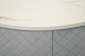 MESA DE CABECEIRA/TOCADOR COM PUFF Ø52X70 - Ø36X39 CM AZUL CLARO E DOURADO