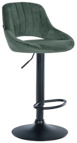 Banco alto Milet em veludo com estrutura preta 85-106 x 47 x 48 cm Verde