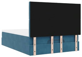 Estrutura cama otomana colchões 140x190 cm veludo azul escuro