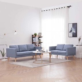 Conjunto de sofás de 2 lugares e 3 lugares tecido cinza claro