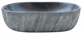 Lavatório de bancada oval 47x33x13 cm cerâmica preto e cinza