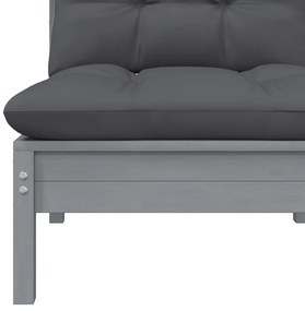 7 pcs conjunto lounge de jardim c/ almofadões pinho maciço