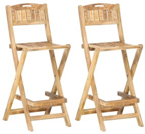 Cadeiras bar exterior dobráveis 2 pcs madeira mangueira maciça