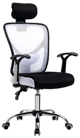 Vinsetto Cadeira de Escritório Ergonômica Cadeira de Escritório Giratória com Altura Ajustável Função Reclinável Apoio para a Cabeça e Suporte Lombar 65x67x108-118cm Branco