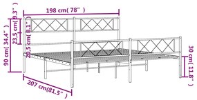 Estrutura de cama com cabeceira e pés 193x203 cm metal preto