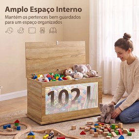 Baú de Arrumação 102 L com Dobradiça de Segurança Estilo Moderno para Corredor Quarto e Sala de Estar 80x40x45 cm Carvalho