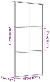 Porta deslizante 90x205 cm vidro ESG fosco/alumínio dourado