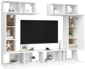 6 pcs conjunto de móveis de TV derivados de madeira branco