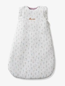 Agora -15%: Saco de bebé sem mangas, em gaze de algodão, Doce Provença branco claro estampado