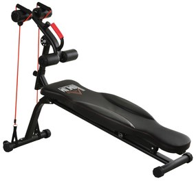 HOMCOM Banco de Abdominais Dobrável com Altura Ajustável 4 Ângulos Suporte para Pernas Ergonómico Multifuncional Banco de Exercícios 44,5x143x84-92 cm Preto