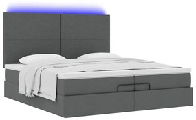 Estrutura de cama otomana com colchões tecido cinzento escuro