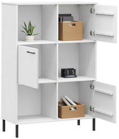 Estante pernas metal 90x35x128,5 cm madeira maciça OSLO branco