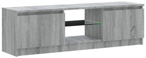 Móvel de TV com luzes LED 120x30x35,5 cm cinzento sonoma