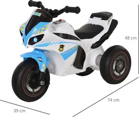 Andador  para crianças com tema de moto de corrida, efeitos sonoros e luminosos, porta-bagagens, azul e branco