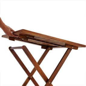 Conjunto de jardim uma mesa e duas cadeiras em madeira de acácia dobrável com 3 peças Castanho
