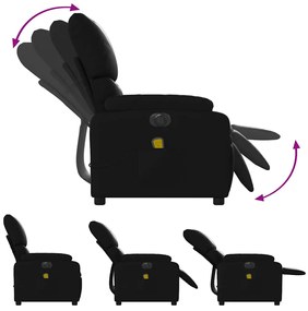 Poltrona massagens reclinável elétrica couro artificial preto