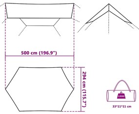 Lona de campismo 500x294 cm impermeável verde
