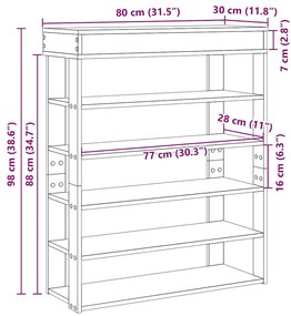 Sapateira 80x30x98 cm derivados de madeira cinzento sonoma