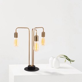 Candeeiro de Mesa Mum – Ouro e Preto – 40 x 40 cm, Altura 51 cm